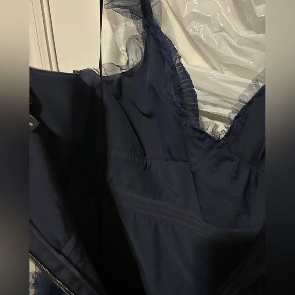 BCBGMAXAZRIA Evening Ruffled Gown, navy tiered tulle - Picture 11 of 13